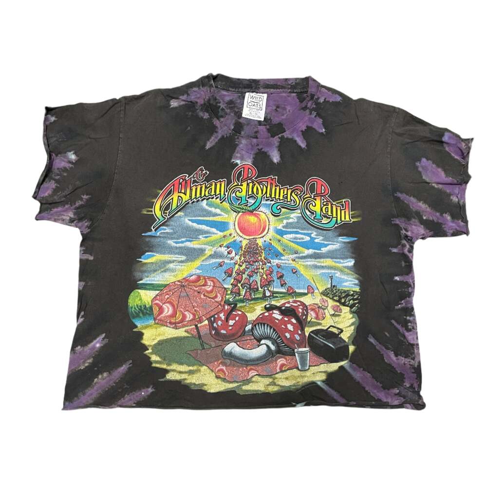 1990s Allman Brothers Band Tie-Dye Cropped Band T-Shirt 1998 Made In USA